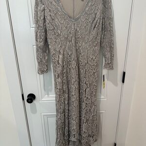 Betsy & Adam Gray formal  Lace  Dress